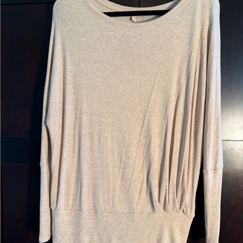 Anthropologie Bordeaux Light Beige Long Sleeve Top